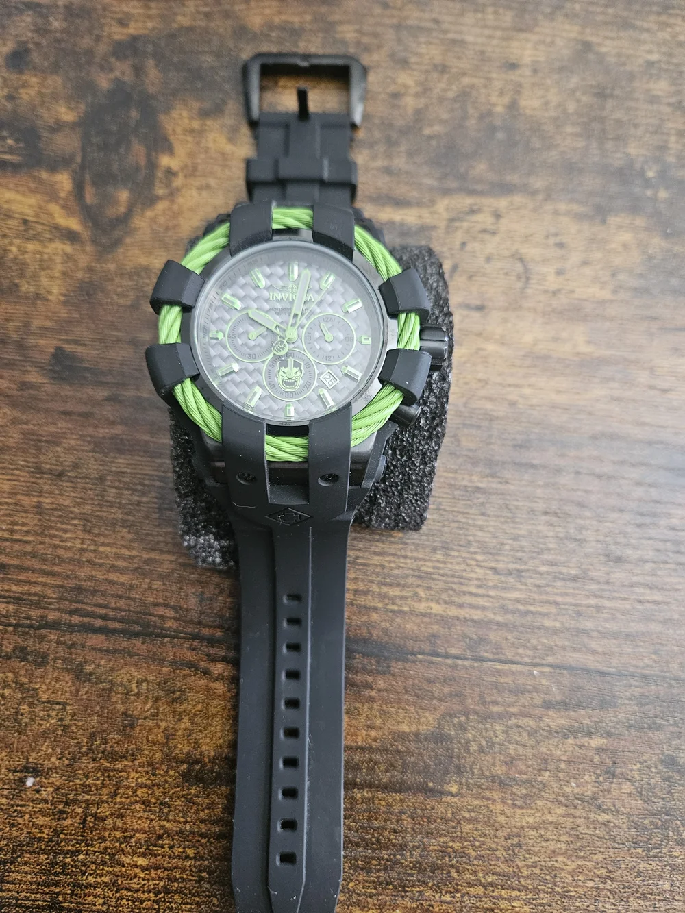 Invicta Men’s Black and Green Chronograph Cable Watch